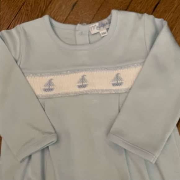 Nellapima Boys Smocked day gown blue sailboats 3-6 - Picture 2 of 7